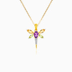 Multi-gemstone dragonfly pendant