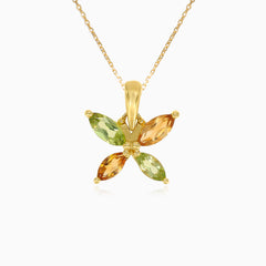 Pendentif exquis pour femme en citrine et péridot