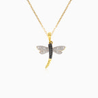 Dragonfly charm pendant in yellow gold
