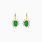 Elegant drop earrings with diamonds and emeralds