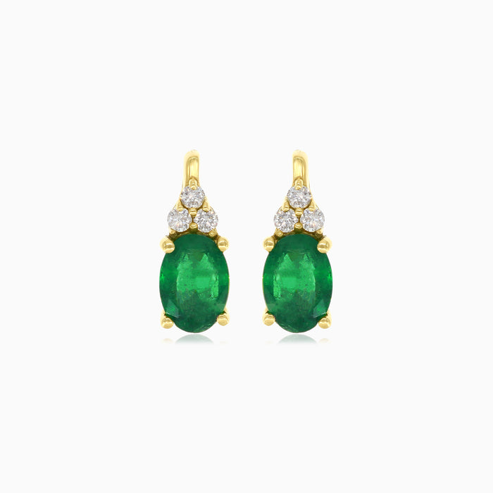 Pendientes colgantes sofisticados de oro amarillo con piedras preciosas