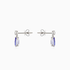 Luxury white gold earrings with diamonds and tanzanite