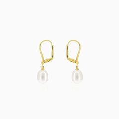 Gold earrings with pearls and diamonds