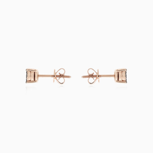 Minimalistic rose gold earrings with black diamonds