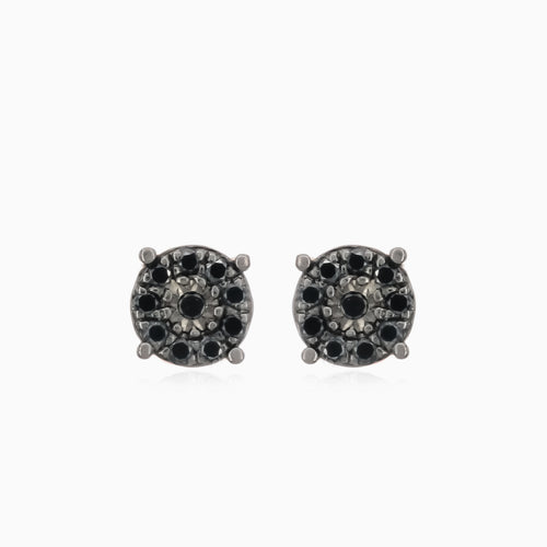 Minimalistic rose gold earrings with black diamonds