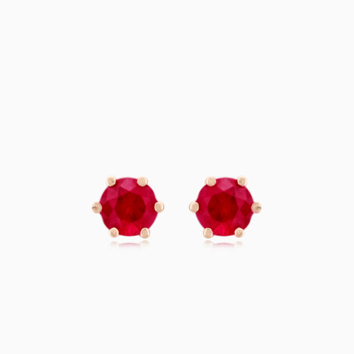 Simple rose gold ruby earrings