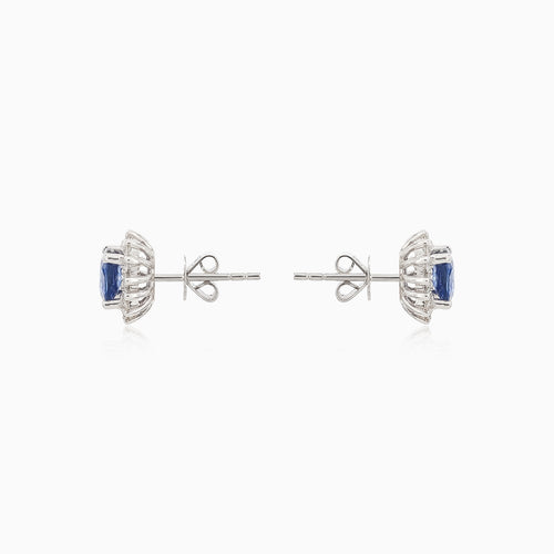 Blue sapphire white gold diamond earrings