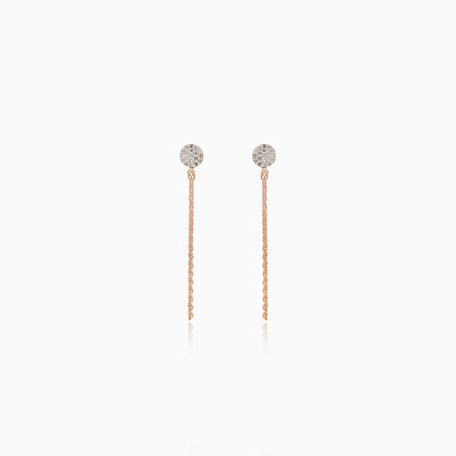 Chain earrings with diamonds rose gold