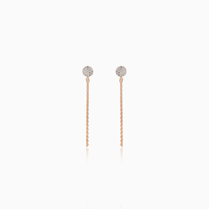 Boucles d’oreilles chaîne avec diamants en or rose