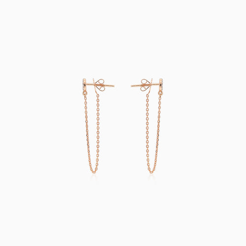Chain earrings with diamonds rose gold