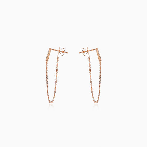 Elegant chain earrings with diamonds rose gold