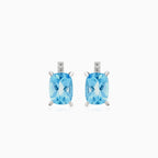 Bright white gold diamond earrings with topaz