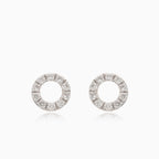 Rose gold diamond circle earrings