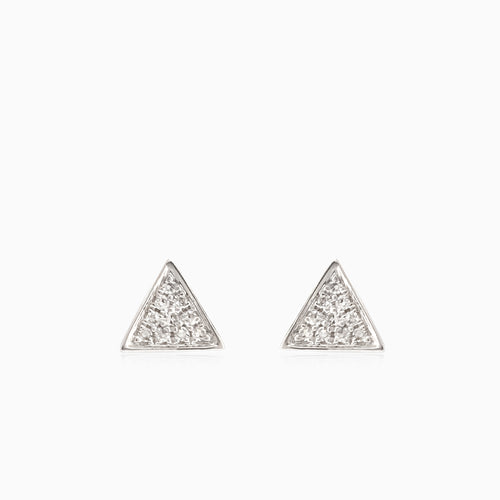 Trojúhelníkové diamantové náušnice z bílého zlata