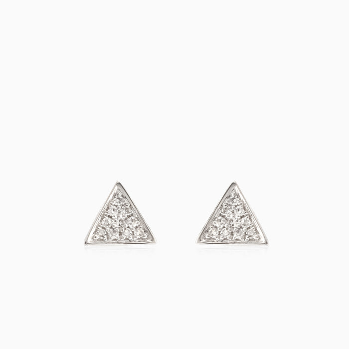 Pendientes triangulares de oro blanco con diamantes