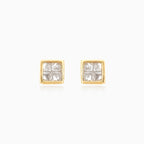 Diamond square shape stud earrings
