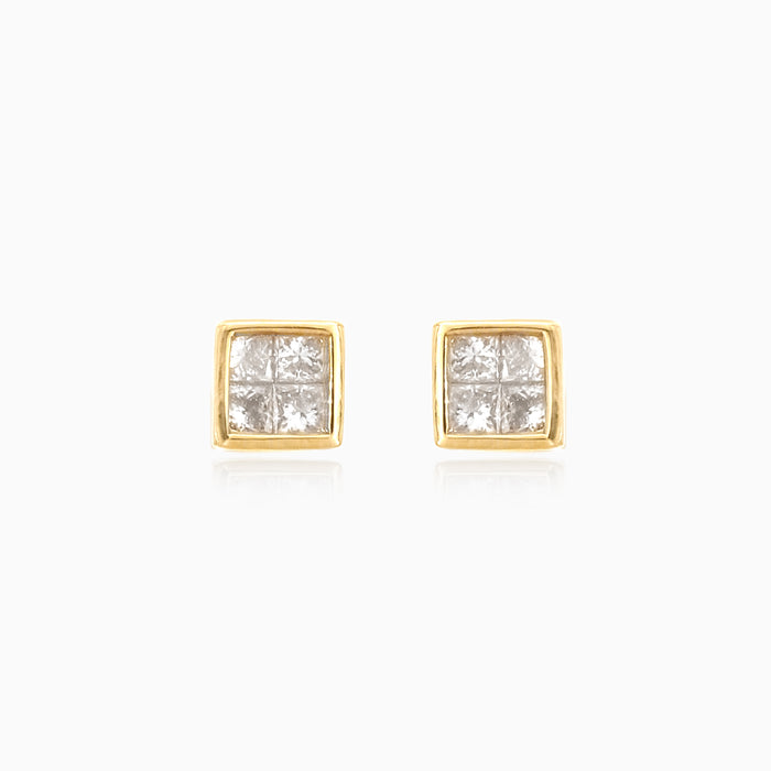 Boucles d’oreilles clous carrées en diamant
