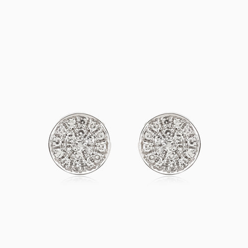 Dazzling round cut diamond earrings in lustrous white gold