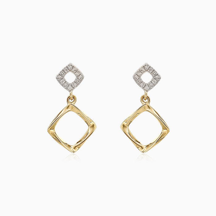 Unique gold earrings with diamonds