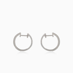 White gold diamond hoop earrings