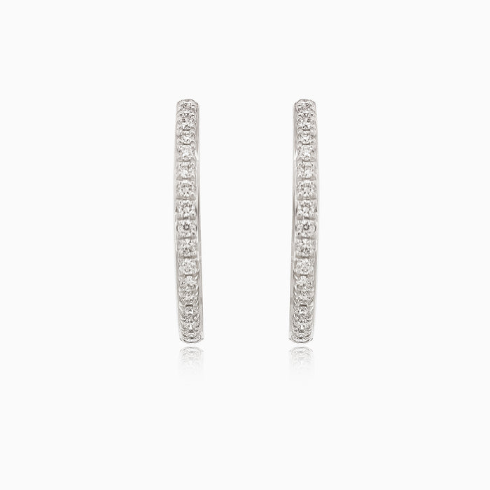 White gold diamond hoop earrings