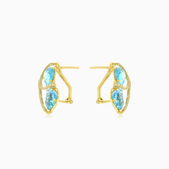 Dazzling diamond and blue topaz women earrings