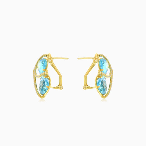 Dazzling diamond and blue topaz women earrings
