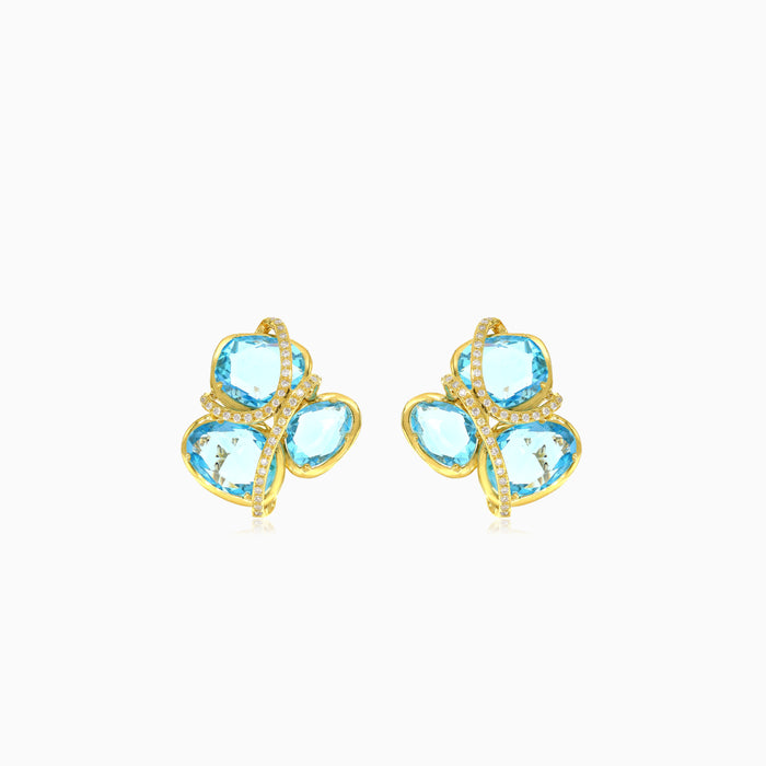 Boucles d’oreilles pour femme étincelantes avec diamant et topaze bleue