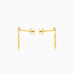 Natural round diamond yellow gold snake stud earrings