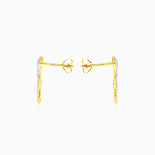 Náušnice s přírodními kulatými diamanty ze žlutého zlata ve tvaru hada