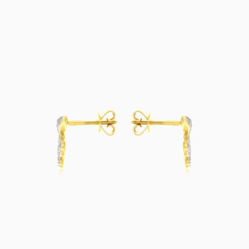 Gold mini snake diamond earrings