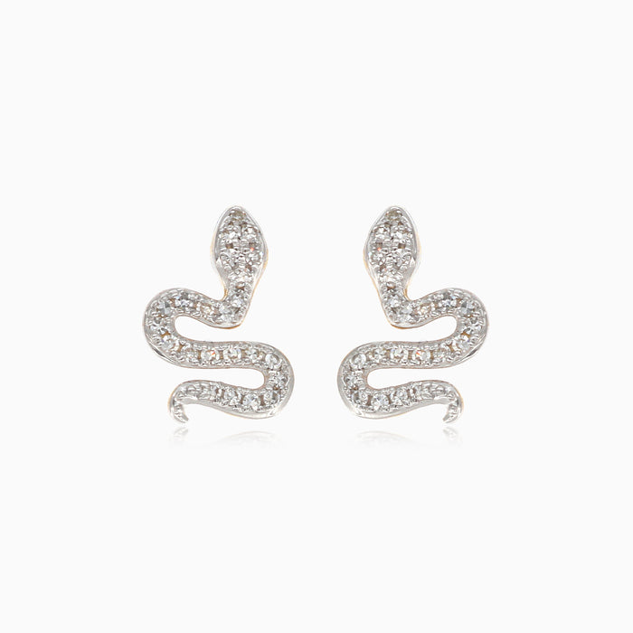 Goldene Mini-Schlangen-Diamant-Ohrringe