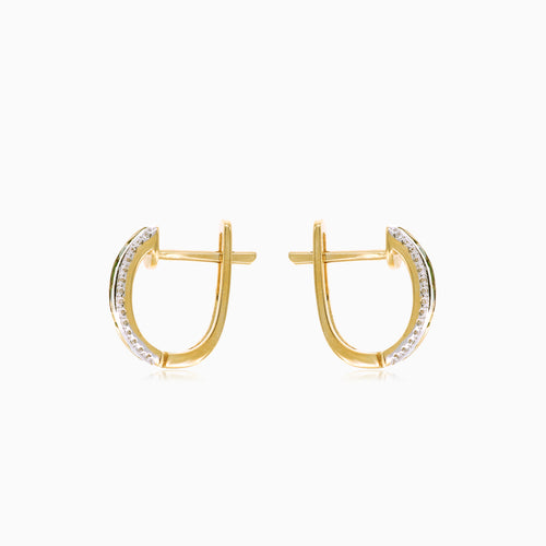 Sophisticated yellow gold channel set earrings