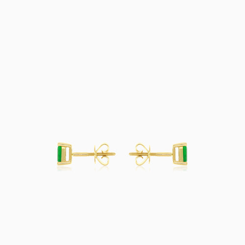 Elegant yellow gold emerald stud earrings