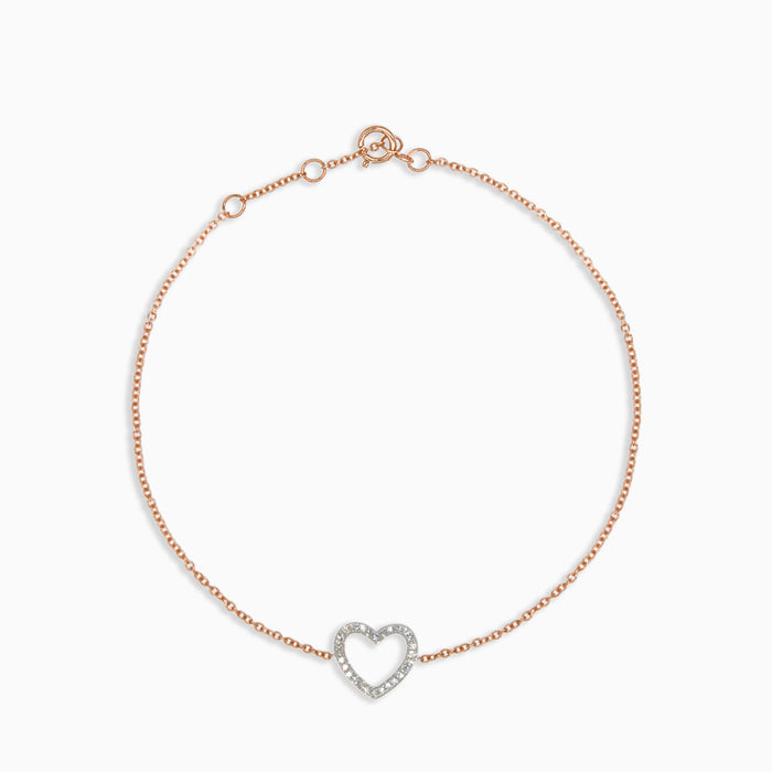 Chain bracelet with diamond heart