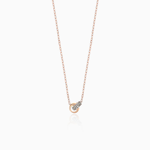 Diamond necklace with two intertwined rings
