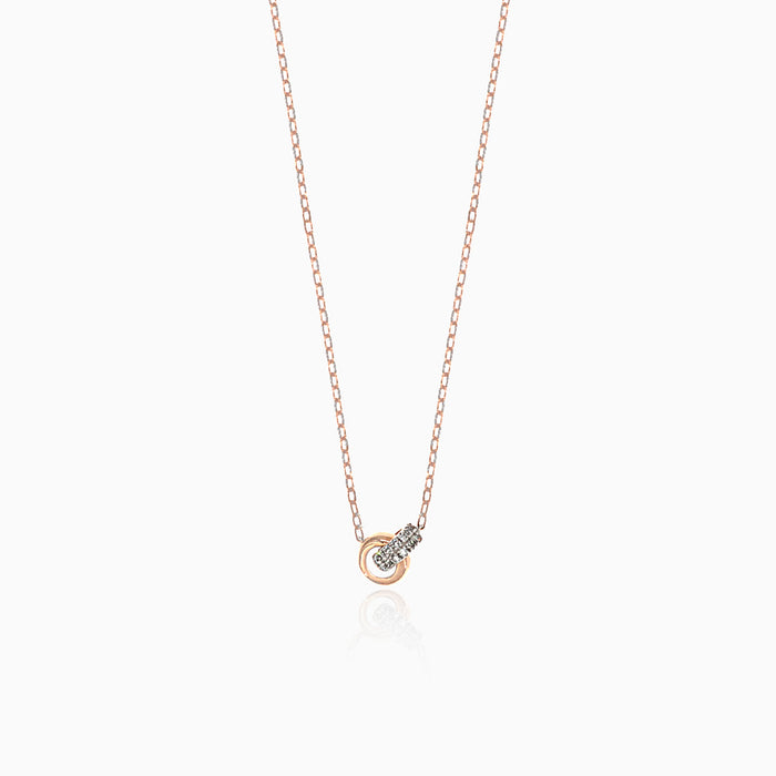 Diamond necklace with two intertwined rings