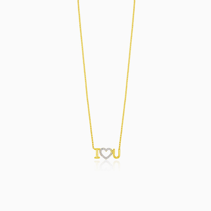 Modern I Love You Gold Diamond Necklace
