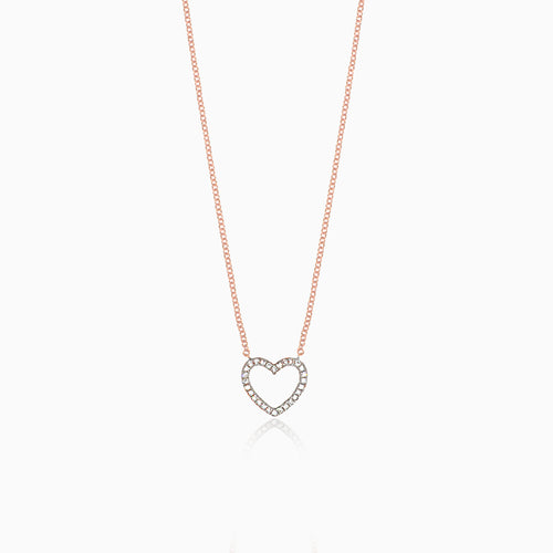 Rose gold necklace with diamond hearth