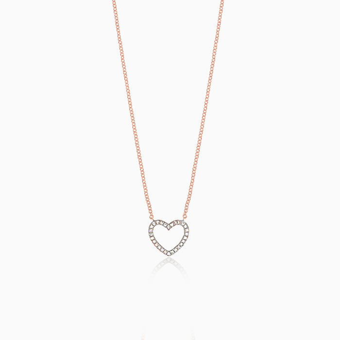Rose gold necklace with diamond hearth