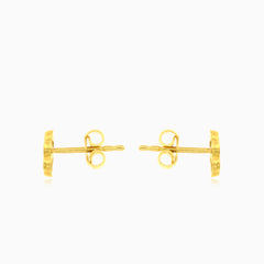 Two tone gold earrings with lustrous cubic zirconia