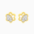 Two tone gold earrings with lustrous cubic zirconia