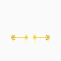 Yellow gold bezel set round brilliant cubic zirconia stud earrings