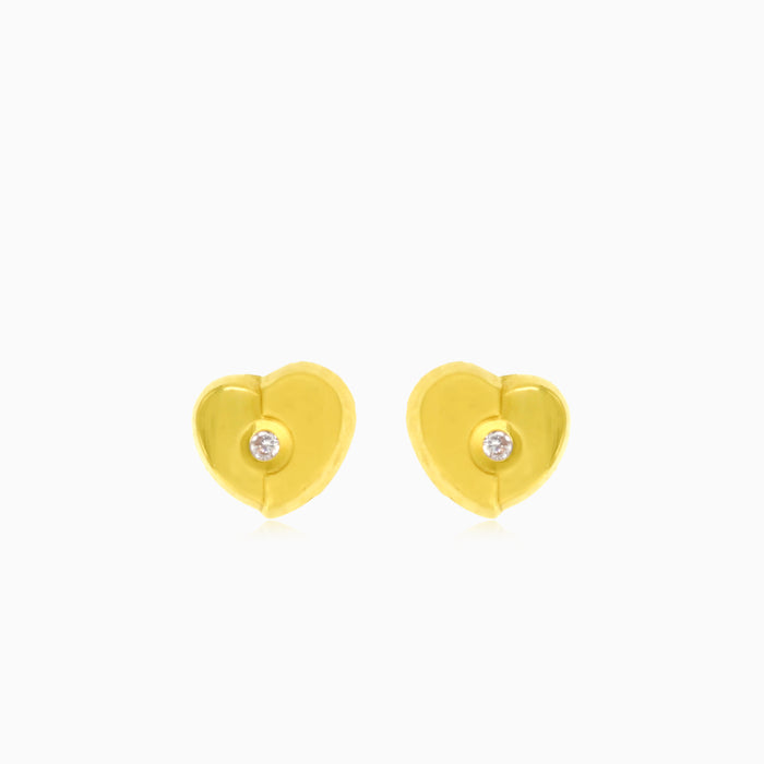 Heart shaped solitaire zirconia stud earrings