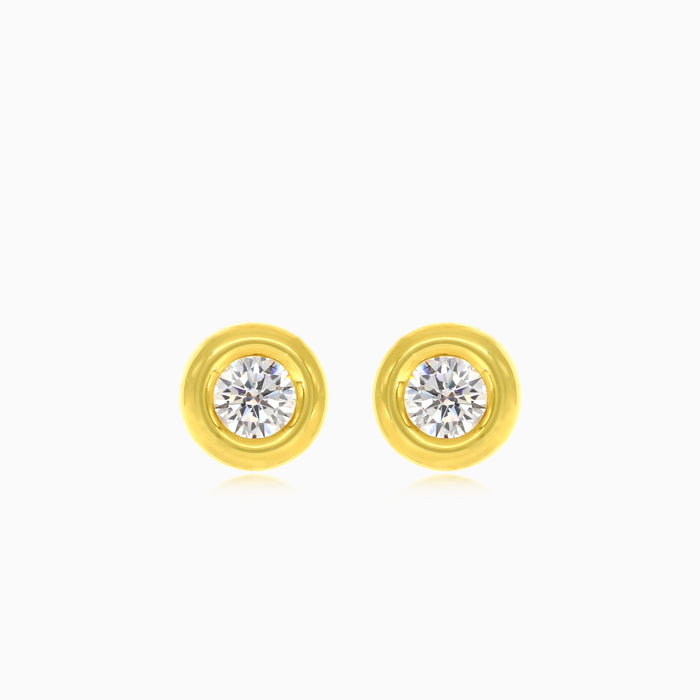 Bezel set gold stud earrings