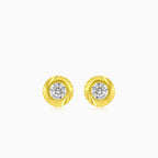 Lustrous gold with round cubic zirconia stud earrings