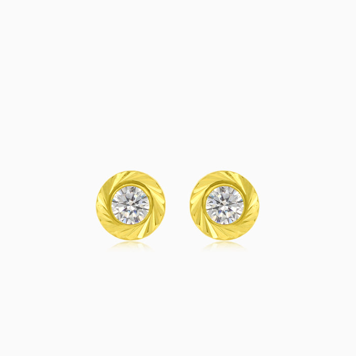 Glänzendes Gold mit rundgeschliffenen Zirkonia-Steckern