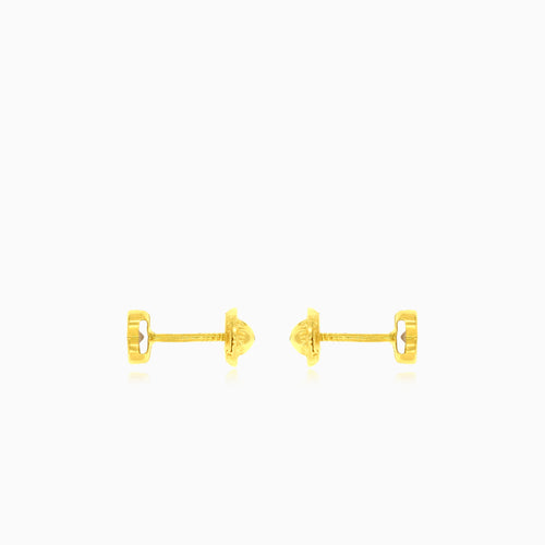 Yellow gold stud earrings with round cubic zirconia