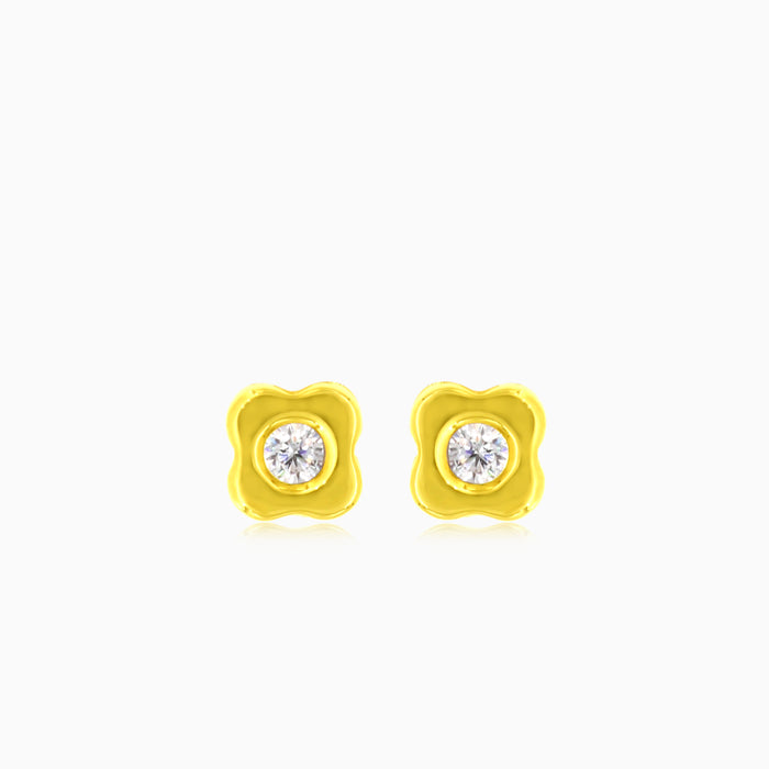 Clous d’oreilles en or jaune avec zircon cubique rond