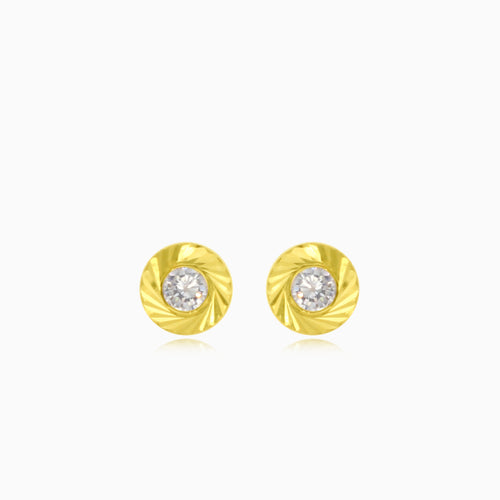 Luminous gold sparkle stud earrings